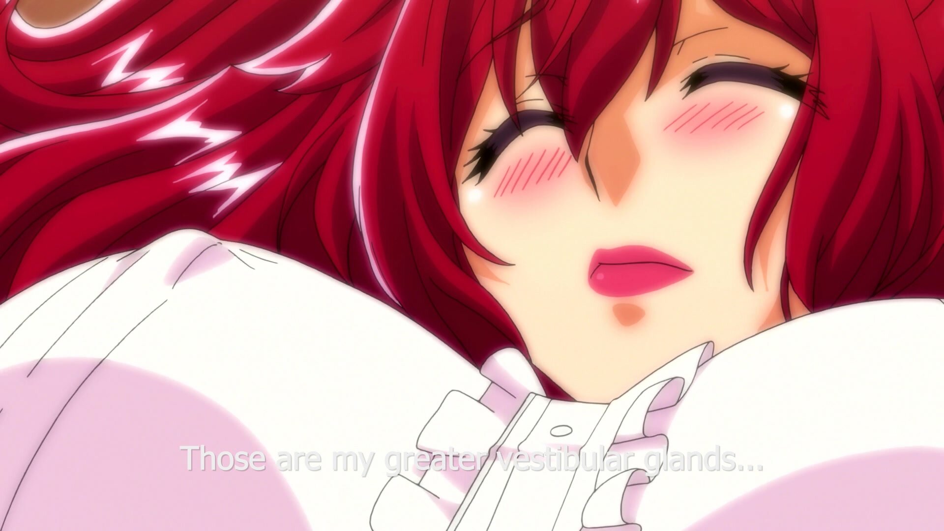 A woman’s head thrown back in pleasure her mouth open in a silent scream